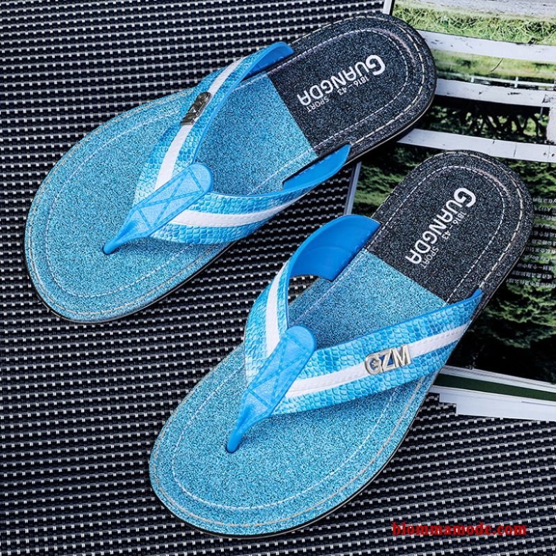 Tofflor Herr Ytterkläder Flip Flops 2019 Trend Sommar Stranden Skor Blå