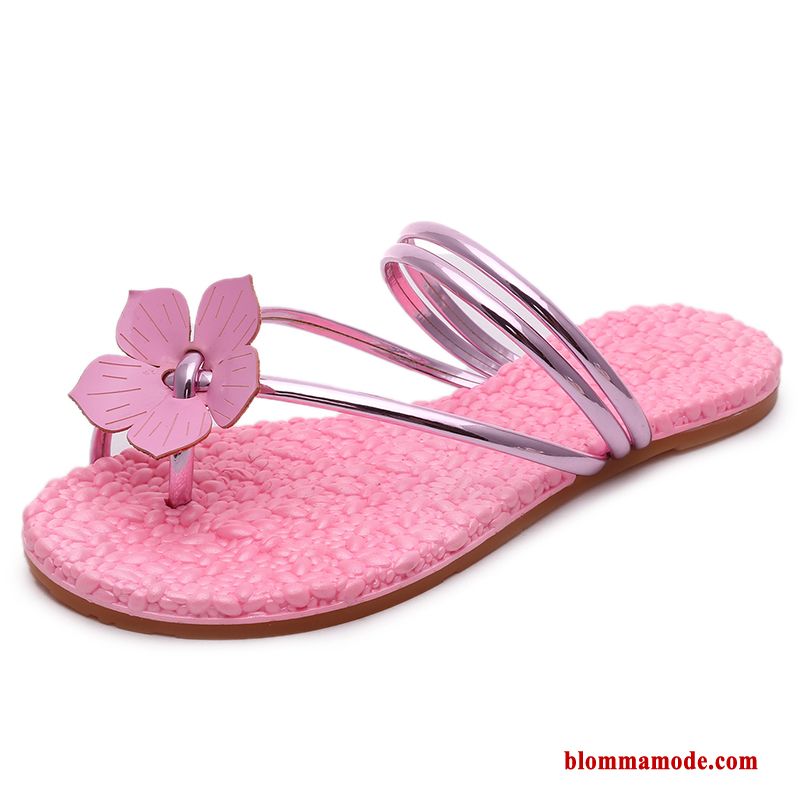 Tofflor Platta Sommar Herr Skor Glidskydds Trend Flip Flops Blommor Dam Svart