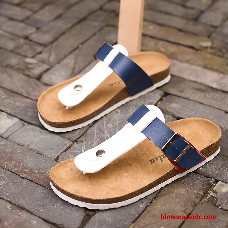 Tofflor Skor Sommar Trend Trä Herr Sandaler Utomhus Flip Flops Vit