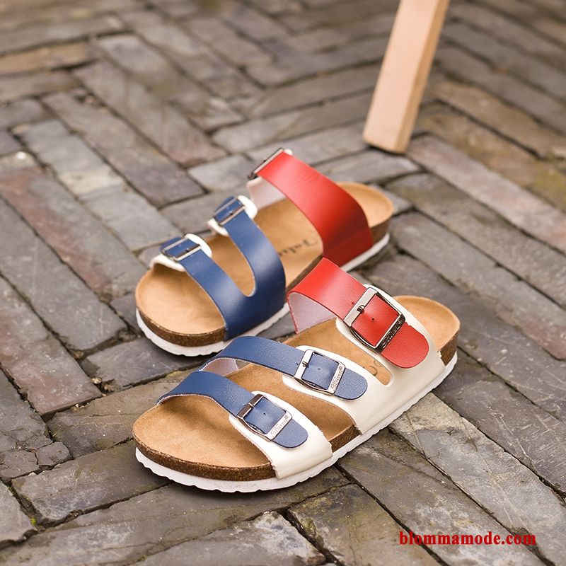 Tofflor Skor Sommar Trend Trä Herr Sandaler Utomhus Flip Flops Vit