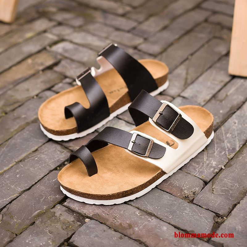 Tofflor Skor Sommar Trend Trä Herr Sandaler Utomhus Flip Flops Vit