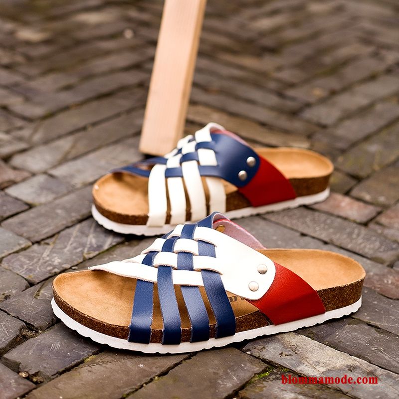 Tofflor Skor Sommar Trend Trä Herr Sandaler Utomhus Flip Flops Vit