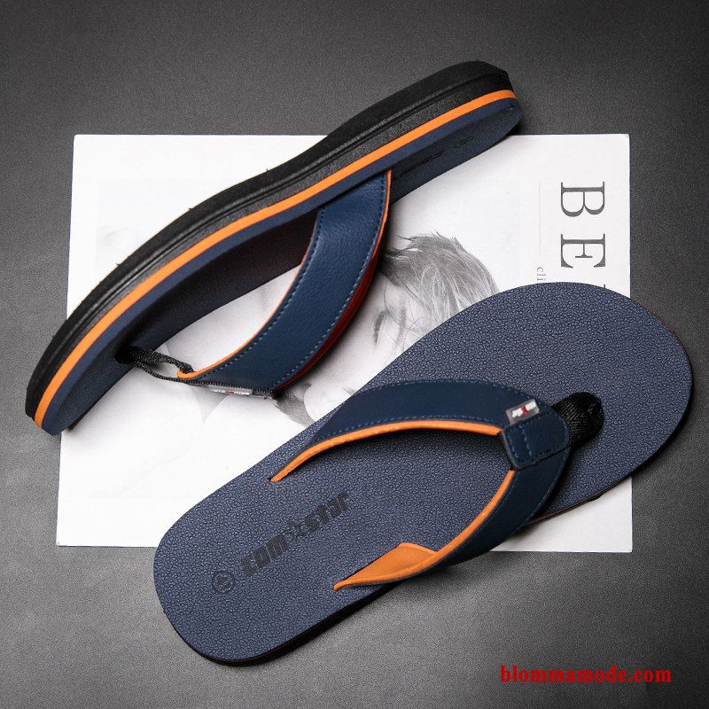 Ytterkläder Sommar Utomhus Herr Flip Flops Tofflor Glidskydds Mode Cyan