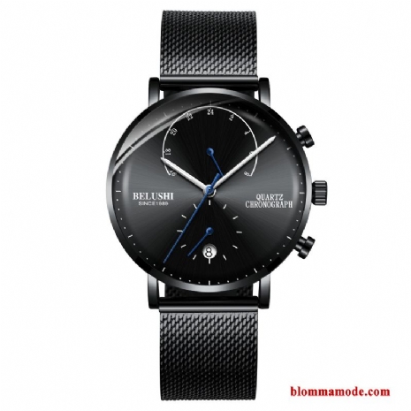 2019 Mesh Herr Student Mode Trend Armbandsur Ny Svart