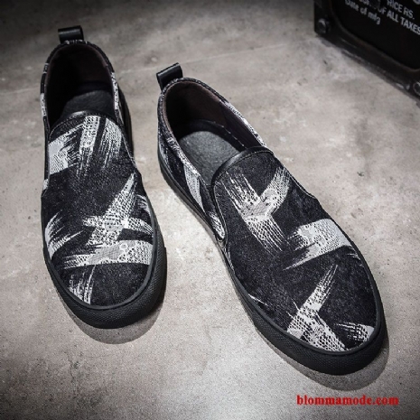 Allt Matchar Loafers Trend Tryck Casual Tygskor Sommar Slip On Herr Svart