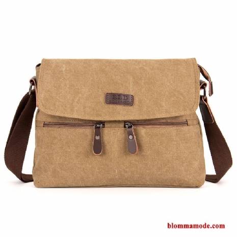 Axelväska Väska Retro Målarduk Messenger Väska Casual Herr Axelremsväska Khaki