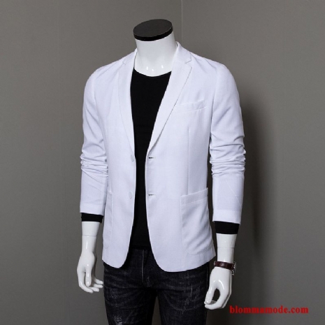 Blazer Trend Slim Fit Herr Liten Casual Business Vit Lätt Och Tunt