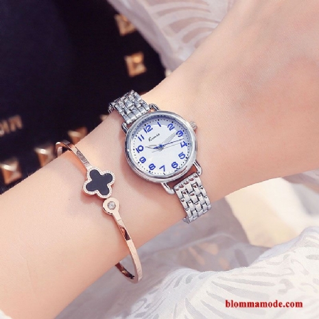 Dam Armbandsur Student Söt Casual Trend Mode Kvartsur Elegant Vit Silver