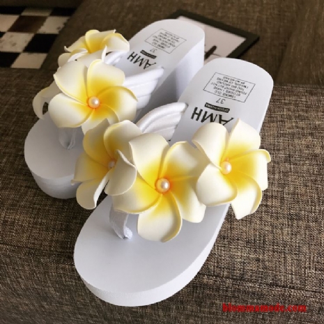 Dam Mode Skor Fri Frakt Sandaler Blommor Tofflor Sommar Flip Flops Gul