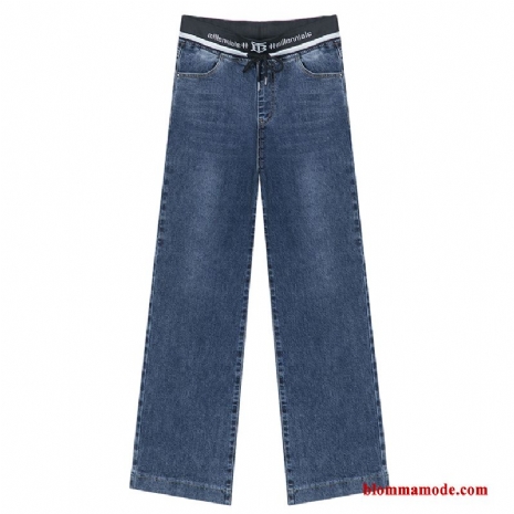 Dam Ny Jeans Liten Byxor Fjädrande Hög Midja Blå Höst