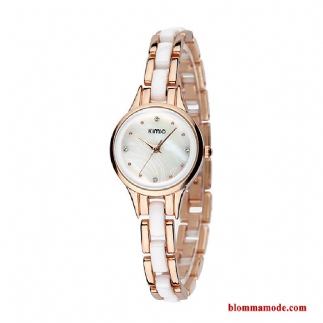 Dam Student Armbandsur Mode Blommor Kvartsur Guld Beige