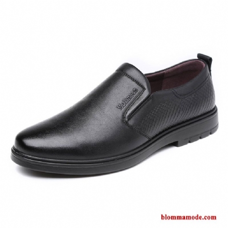 Enkel 2018 Business Läderskor Trä Herr Äkta Läder Slip On Svart