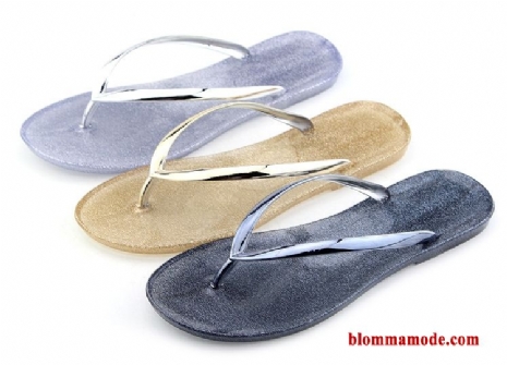 Glidskydds Platta Casual Sommar Stranden Tofflor Glas Flip Flops Dam Svart