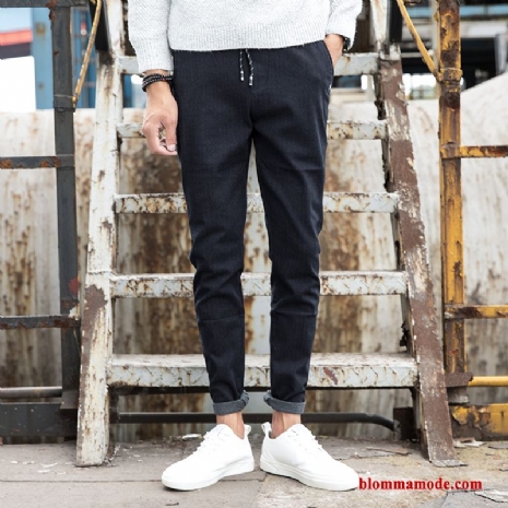 Herr Cigarettbyxor 2018 Slim Fit Casual Ny Casual Byxor Svart Höst