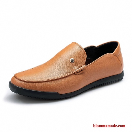 Herr Loafer Brun Casual Autentiska Slip On Mjuka Läderskor Äkta Läder Röd