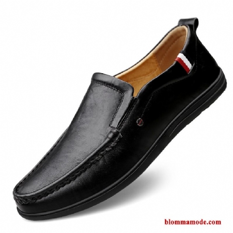 Herr Loafers Skor Slip On Loafer Casual Läder Läderskor Mjuka Vår Svart