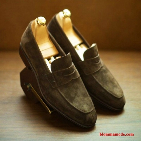 Herr Skor Casual Sämskskinn Slip On Loafers British Trend Grön