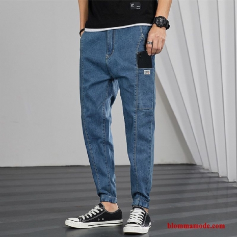 Jeans Byxor Stretch Sommar Herr Lösa Trend Casual Stora Storlekar