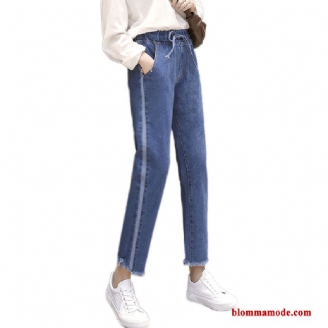 Jeans Casual Student Fjädrande Flicka Gymnasiet Hög Ny Denim Dam