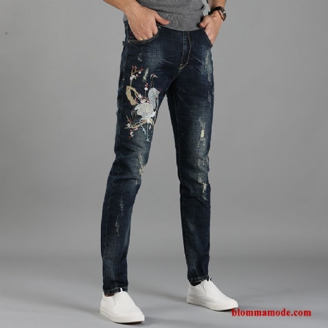 Jeans Liten Sommar Svart Casual Byxor Vår Slim Fit Herr