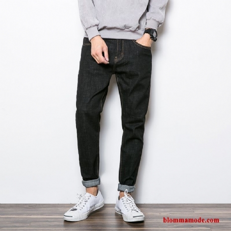 Jeans Ungdom Herr Trend Svart Slim Fit Till Höst Casual