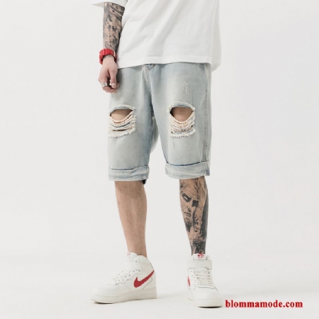 Kortbyxor Herr Denim Shorts Casual Hip-hop Trend Hål Sommar