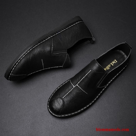 Loafers British Sommar 2019 Läderskor Trend Allt Matchar Casual Herr Svart