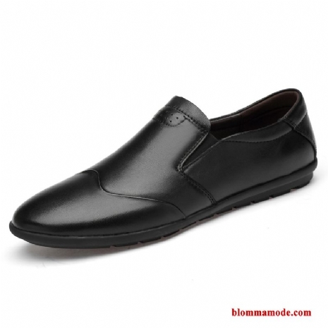 Loafers Båtskor Allt Matchar Äkta Läder Slip On British Casual Trend Business Herr Svart