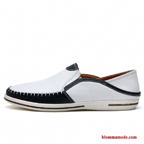 Loafers Casual Slip On Mjuka Loafer Äkta Läder Herr Business Skor Vit