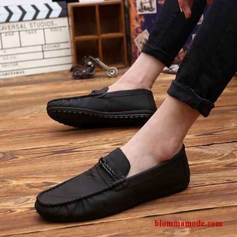 Loafers Läderskor Båtskor Allt Matchar Casual Herr Personlighet Trend Röd Svart