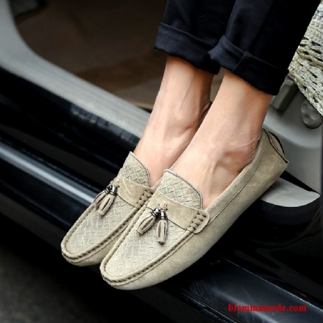 Loafers Läderskor Slip On Casual Allt Matchar Köra Bil Sommar Båtskor Herr Khaki