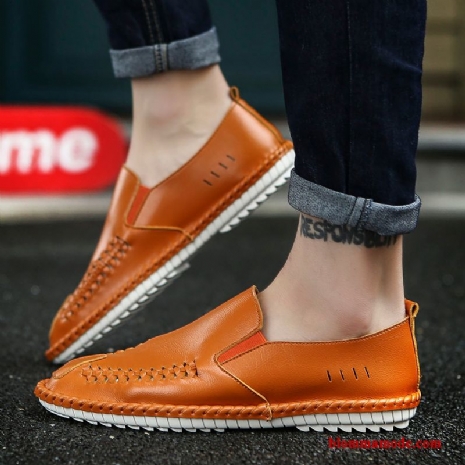 Loafers Skit Trend Herr Casual Student Skor Läderskor Adolescens Gul Vit Brun