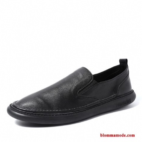 Loafers Slip On Läderskor Casual 2019 Herr British Äkta Läder Svart