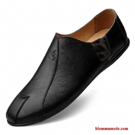 Loafers Slip On Ungdom Casual Båtskor Sommar Läderskor Loafer Herr Svart