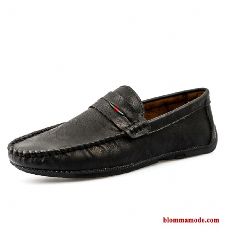 Loafers Trend Casual Slip On Skor Herr Båtskor Loafer Läderskor Svart