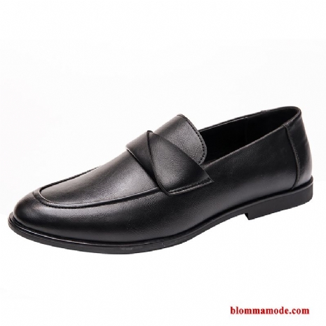 Läderskor Skor Slip On British Mode Business Loafers Casual Herr Svart