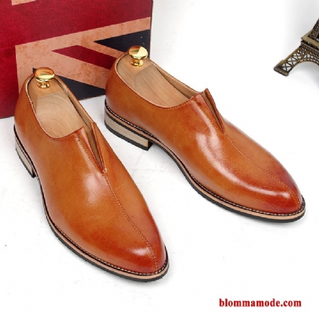 Läderskor Slip On Låg British Business Hissar Herr Trend Skor Gul