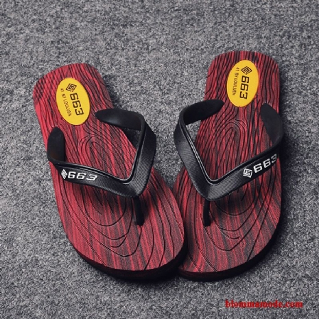 Mode Sandaler Skor Glidskydds Tofflor Sommar Flip Flops Herr Röd