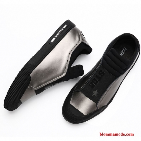 Skor 2018 Skateboard Skor Casual Herr Loafers Läderskor Slip On Grå Silver