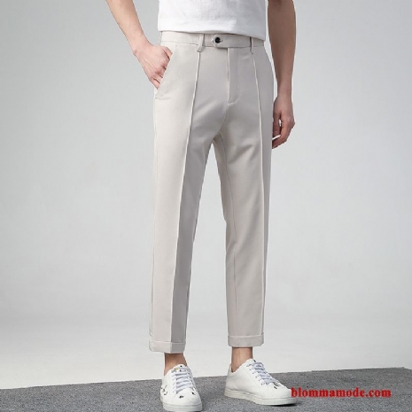 Slim Fit Lösa British Rakt Herr Casual Trend Cigarettbyxor Beige