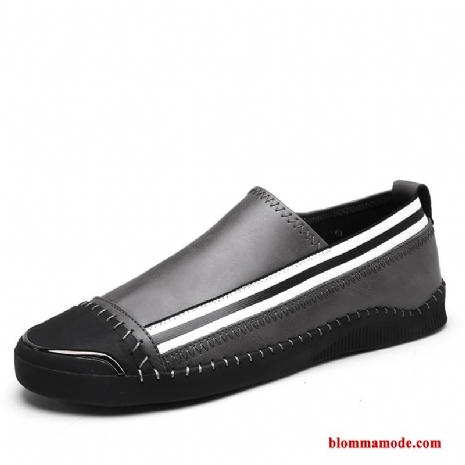 Slip On Loafers 2018 Trend Höst Båtskor Läderskor Casual Herr Svart