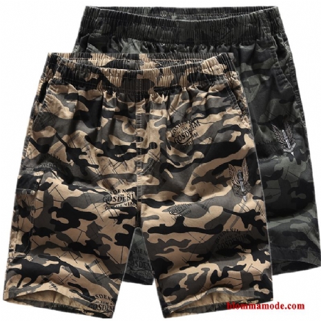 Svettbyxor Shorts Lösa Camouflage Bomull Casual Sommar Kortbyxor Herr