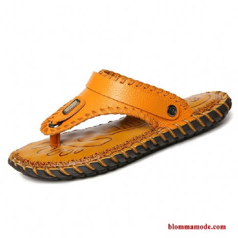 Tofflor Läder Sandaler 2019 Sommar Herr Mode Trend Gul