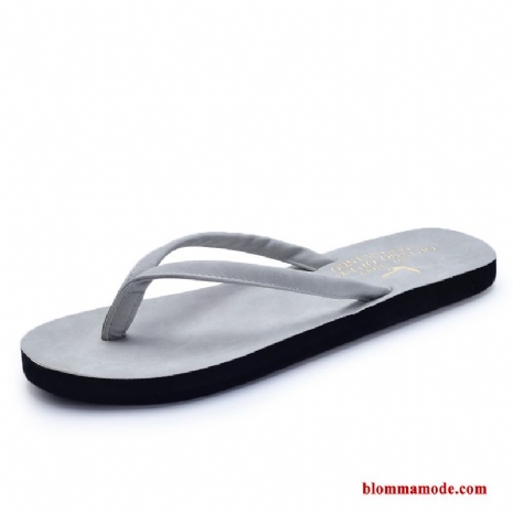 Tofflor Skor Glidskydds Trend Läder Flip Flops Utomhus Platta Personlighet Herr Grå