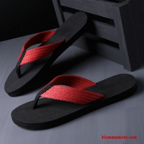 Tofflor Trend Personlighet Casual Flip Flops Stranden Sandaler Glidskydds Sommar Herr Röd