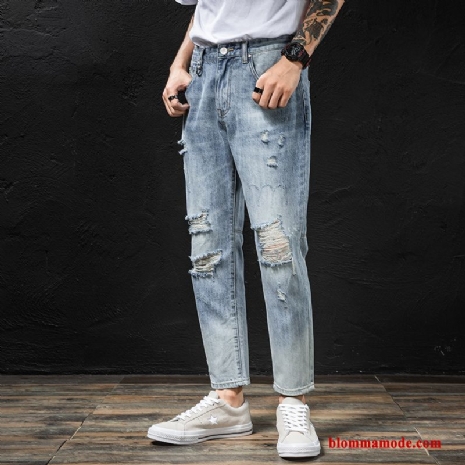 Trend Blå Sommar Herr Ljus Trend Varumärke Hål Jeans